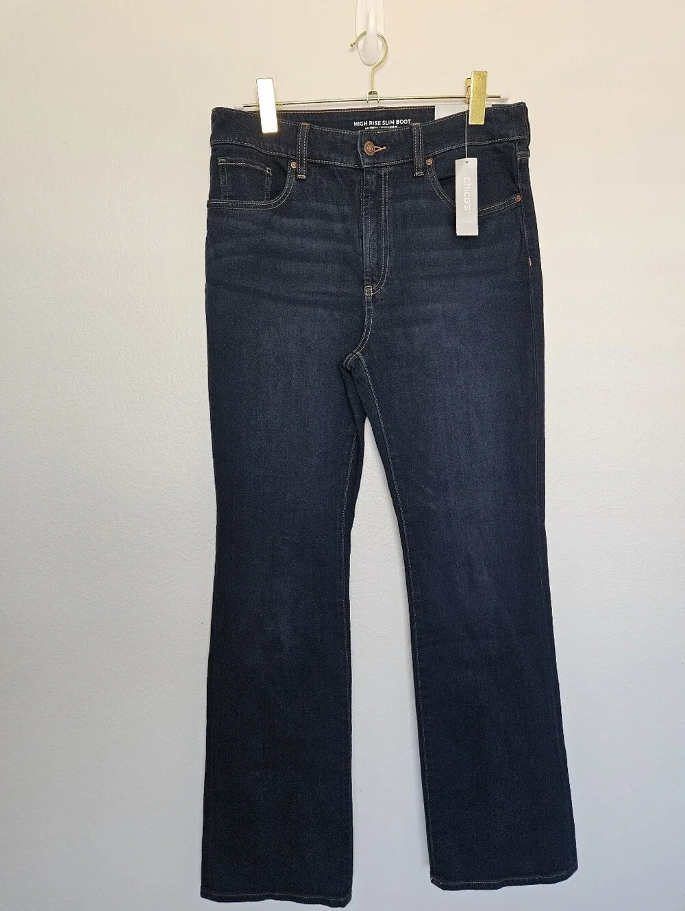 NWT Chicos High Rise Slim Boot Cut Stretch Jeans Rosemary Indigo Womens 8R / 1R